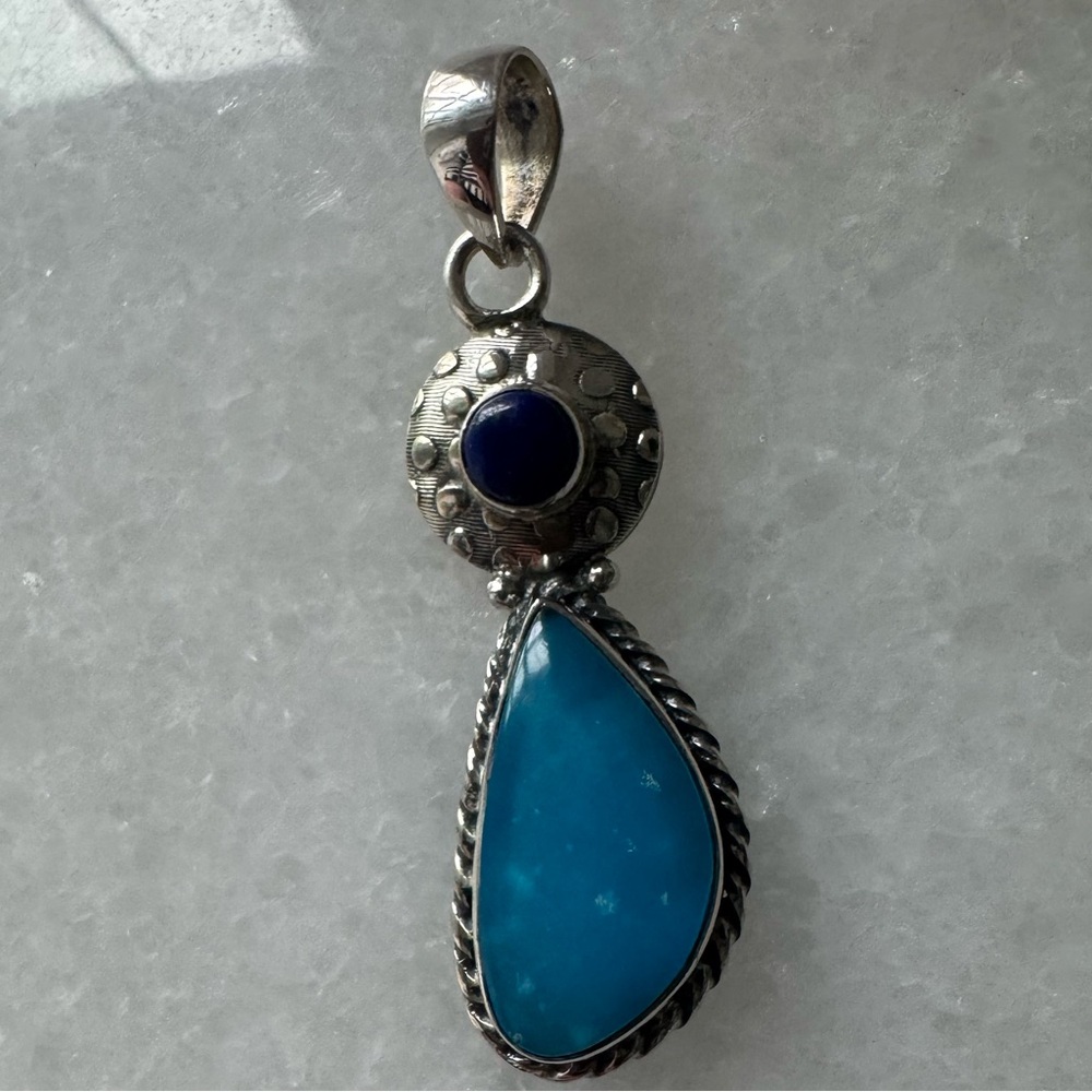 NWOT Sundance Santorini Pendant, Lapis Lazuli, Zinc Spar, Sterling Silver - Picture 2 of 4